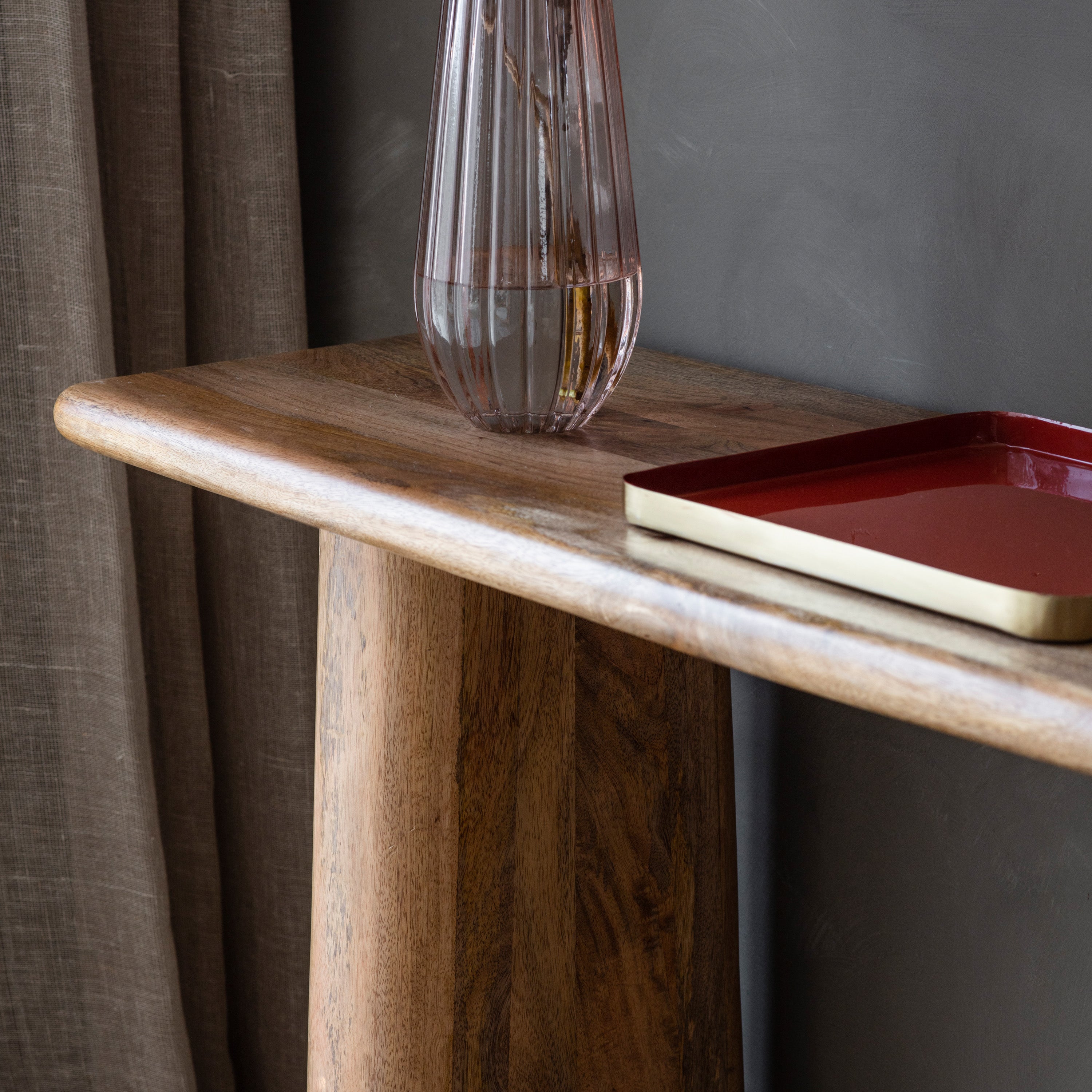 Hoffler Soft Curved Solid Mango Wood Console Table